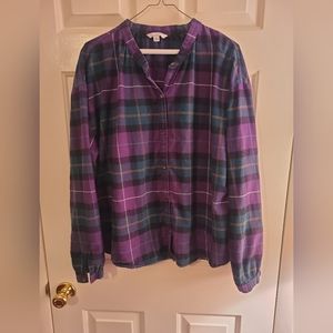 LLBEAN  flannel button front tunic